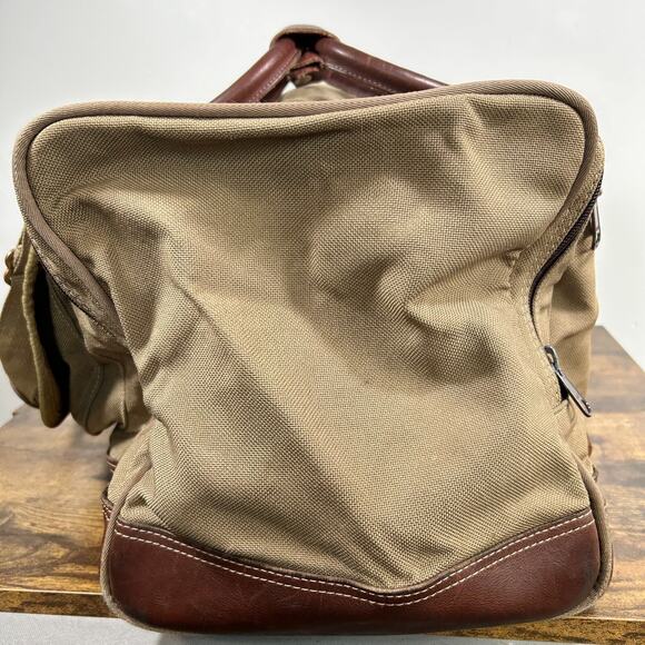 VTG Tan Canvas Leather Battenkill Travel Bag Diamond Bluff Hunting USA 22” - Picture 9 of 16